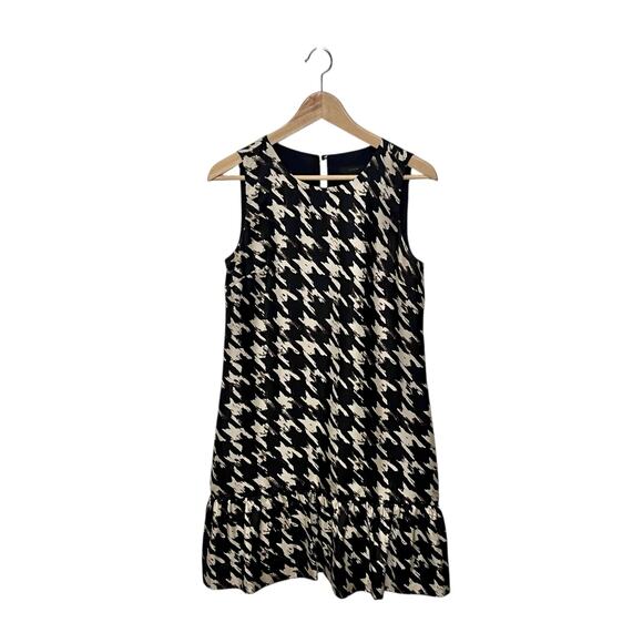 J.Crew 100% Silk Black and cream flounce wolfstooth sleeveless Dress – Size 2 - Picture 1 of 7